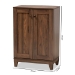 Baxton Studio Nissa Modern and Contemporary Walnut Brown Finished Wood 2-Door Shoe Storage Cabinet - MPC8017-Walnut-Shoe Cabinet