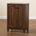 Baxton Studio Nissa Modern and Contemporary Walnut Brown Finished Wood 2-Door Shoe Storage Cabinet - MPC8017-Walnut-Shoe Cabinet