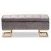 Baxton Studio Ellery Luxe and Glam Grey Velvet Fabric Upholstered and Gold Finished Metal Storage Ottoman - WS-14115-Grey Velvet/Gold-Otto