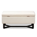 Baxton Studio Esther Modern and Contemporary Beige Velvet Fabric Upholstered and Dark Brown Finished Wood Storage Ottoman - WS-20716-Beige/Espresso-Otto