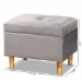 Baxton Studio Elias Modern and Contemporary Grey Velvet Fabric Upholstered and Oak Brown Finished Wood Storage Ottoman - JY20A250-Grey Velvet-Otto