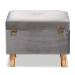 Baxton Studio Elias Modern and Contemporary Grey Velvet Fabric Upholstered and Oak Brown Finished Wood Storage Ottoman - JY20A250-Grey Velvet-Otto