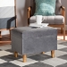 Baxton Studio Elias Modern and Contemporary Grey Velvet Fabric Upholstered and Oak Brown Finished Wood Storage Ottoman - JY20A250-Grey Velvet-Otto