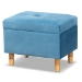 Baxton Studio Elias Modern and Contemporary Sky Blue Velvet Fabric Upholstered and Oak Brown Finished Wood Storage Ottoman