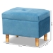 Baxton Studio Elias Modern and Contemporary Sky Blue Velvet Fabric Upholstered and Oak Brown Finished Wood Storage Ottoman - JY20A250-Sky Blue Velvet-Otto