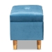 Baxton Studio Elias Modern and Contemporary Sky Blue Velvet Fabric Upholstered and Oak Brown Finished Wood Storage Ottoman - JY20A250-Sky Blue Velvet-Otto