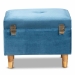 Baxton Studio Elias Modern and Contemporary Sky Blue Velvet Fabric Upholstered and Oak Brown Finished Wood Storage Ottoman - JY20A250-Sky Blue Velvet-Otto