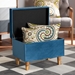 Baxton Studio Elias Modern and Contemporary Sky Blue Velvet Fabric Upholstered and Oak Brown Finished Wood Storage Ottoman - JY20A250-Sky Blue Velvet-Otto