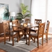 Baxton Studio Liese Modern and Contemporary Transitional Walnut Brown Finished Wood 7-Piece Dining Set - Liese-Walnut-7PC Dining Set