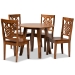 Baxton Studio Mina Modern and Contemporary Transitional Walnut Brown Finished Wood 5-Piece Dining Set