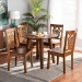 Baxton Studio Mina Modern and Contemporary Transitional Walnut Brown Finished Wood 5-Piece Dining Set - Mina-Walnut-5PC Dining Set