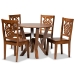 Baxton Studio Valda Modern and Contemporary Transitional Walnut Brown Finished Wood 5-Piece Dining Set