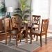 Baxton Studio Valda Modern and Contemporary Transitional Walnut Brown Finished Wood 5-Piece Dining Set - Valda-Walnut-5PC Dining Set