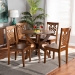 Baxton Studio Wanda Modern and Contemporary Transitional Walnut Brown Finished Wood 5-Piece Dining Set - Wanda-Walnut-5PC Dining Set