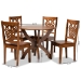 Baxton Studio Wanda Modern and Contemporary Transitional Walnut Brown Finished Wood 5-Piece Dining Set - Wanda-Walnut-5PC Dining Set