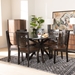 Baxton Studio Liese Modern and Contemporary Transitional Two-Tone Dark Brown and Walnut Brown Finished Wood 7-Piece Dining Set - Liese-Dark Brown/Walnut-7PC Dining Set