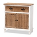 Baxton Studio Glynn Rustic Farmhouse Weathered Two-Tone White and Oak Brown Finished Wood 2-Door Storage Cabinet