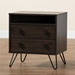 Baxton Studio Glover Modern and Contemporary Dark Brown Finished Wood and Black Metal 2-Drawer Nightstand - NS8016-Dark Brown-NS