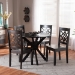 Baxton Studio Miela Modern and Contemporary Dark Brown Finished Wood 5-Piece Dining Set - Miela-Dark Brown-5PC Dining Set