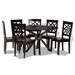Baxton Studio Miela Modern and Contemporary Dark Brown Finished Wood 7-Piece Dining Set - Miela-Dark Brown-7PC Dining Set