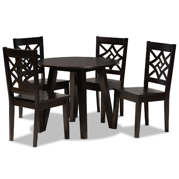 Baxton Studio Rava Modern and Contemporary Dark Brown Finished Wood 5-Piece Dining Set