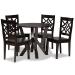 Baxton Studio Kaila Modern and Contemporary Dark Brown Finished Wood 5-Piece Dining Set