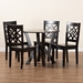 Baxton Studio Kaila Modern and Contemporary Dark Brown Finished Wood 5-Piece Dining Set - Kaila-Dark Brown-5PC Dining Set
