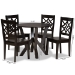 Baxton Studio Kaila Modern and Contemporary Dark Brown Finished Wood 5-Piece Dining Set - Kaila-Dark Brown-5PC Dining Set