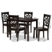Baxton Studio Nicolette Modern and Contemporary Dark Brown Finished Wood 5-Piece Dining Set - RH340C-Dark Brown-5PC Dining Set