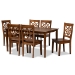 Baxton Studio Nicolette Modern and Contemporary Walnut Brown Finished Wood 7-Piece Dining Set