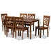 Baxton Studio Nicolette Modern and Contemporary Walnut Brown Finished Wood 7-Piece Dining Set - RH340C-Walnut-7PC Dining Set