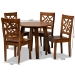 Baxton Studio Rava Modern and Contemporary Walnut Brown Finished Wood 5-Piece Dining Set - Rava-Walnut-5PC Dining Set