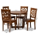 Baxton Studio Brava Modern and Contemporary Walnut Brown Finished Wood 5-Piece Dining Set - Brava-Walnut-5PC Dining Set