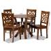 Baxton Studio Kaila Modern and Contemporary Walnut Brown Finished Wood 5-Piece Dining Set - Kaila-Walnut-5PC Dining Set