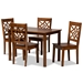 Baxton Studio Nicolette Modern and Contemporary Walnut Brown Finished Wood 5-Piece Dining Set