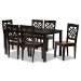 Baxton Studio Nicolette Modern and Contemporary Two-Tone Dark Brown and Walnut Brown Finished Wood 7-Piece Dining Set