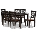 Baxton Studio Nicolette Modern and Contemporary Two-Tone Dark Brown and Walnut Brown Finished Wood 7-Piece Dining Set - RH340C-Dark Brown/Walnut-7PC Dining Set