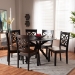 Baxton Studio Miela Modern and Contemporary Two-Tone Dark Brown and Walnut Brown Finished Wood 7-Piece Dining Set - Miela-Dark Brown/Walnut-7PC Dining Set