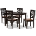 Baxton Studio Nicolette Modern and Contemporary Two-Tone Dark Brown and Walnut Brown Finished Wood 5-Piece Dining Set - RH340C-Dark Brown/Walnut-5PC Dining Set