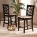 Baxton Studio Nicolette Modern and Contemporary Sand Fabric Upholstered and Dark Brown Finished Wood 2-Piece Counter Stool Set - RH340P-Sand/Dark Brown-PC