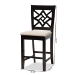 Baxton Studio Nicolette Modern and Contemporary Sand Fabric Upholstered and Dark Brown Finished Wood 2-Piece Counter Stool Set - RH340P-Sand/Dark Brown-PC