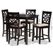 Baxton Studio Nicolette Modern and Contemporary Sand Fabric Upholstered and Dark Brown Finished Wood 5-Piece Pub Set - RH340P-Sand/Dark Brown-5PC Pub Set