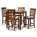 Baxton Studio Nicolette Modern and Contemporary Grey Fabric Upholstered and Walnut Brown Finished Wood 5-Piece Pub Set