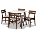 Baxton Studio Nicolette Modern and Contemporary Sand Fabric Upholstered and Dark Brown Finished Wood 5-Piece Pub Set