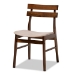 Baxton Studio Richmond Mid-Century Modern Light Beige Fabric Upholstered and Walnut Brown Finished Wood 5-Piece Dining Set with Faux Marble Dining Table - Richmond-Latte/Walnut-5PC Dining Set