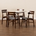 Baxton Studio Richmond Mid-Century Modern Light Grey Fabric Upholstered and Walnut Brown Finished Wood 5-Piece Dining Set with Faux Marble Dining Table - Richmond-Smoke/Walnut-5PC Dining Set