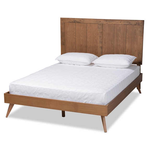 Baxton Studio Valin Modern and Contemporary Ash Walnut Finished Wood Queen Size Headboard