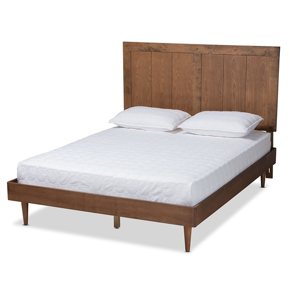 Baxton Studio Patwin Modern and Contemporary Transitional Ash Walnut Finished Wood Queen Size Headboard