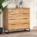 Baxton Studio Franklin Modern and Contemporary Oak Finished Wood and Black Finished Metal 5-Drawer Bedroom Chest - CH8002-Oak-5DW Chest