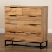 Baxton Studio Franklin Modern and Contemporary Oak Finished Wood and Black Finished Metal 5-Drawer Bedroom Chest - CH8002-Oak-5DW Chest